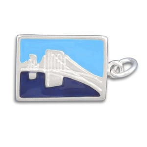 Ciondolo in argento sterling 925 con cartolina smaltata del ponte di Brooklyn per bracciale, ciondolo di New York City per collana, gioiello con cartolina di viaggio