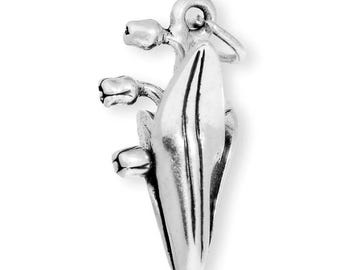 Ciondolo floreale 3D in argento sterling con mughetto per bracciale, ciondolo con fiore di nascita di maggio