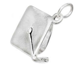 Graduate Cap Hat with Tassel 3D 925 Sterling Silver Charm, School College Graduation Pendant