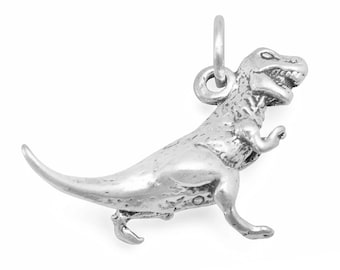 Tyrannosaurus Dinosaurier T-Rex 3D Sterling Silber Charm für Armband, prähistorisches Tier Anhänger für Halskette