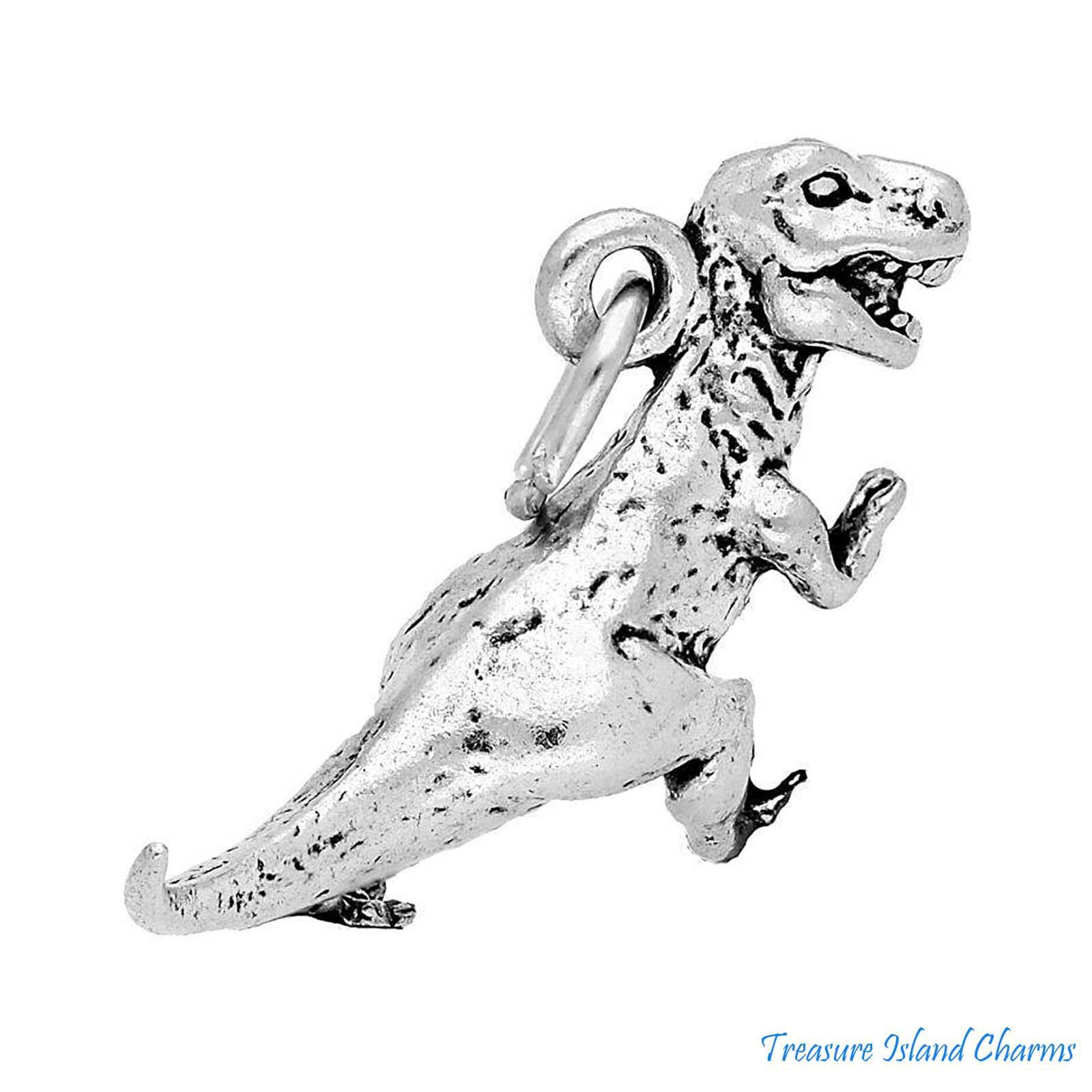 Tyrannosaurus Dinosaur T Rex 3d 925 Solid Sterling Silver Charm Pendant