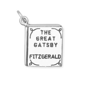 Boekomslag The Great Gatsby door F. Scott Fitzgerald roman bedel voor armband, 925 sterlingzilveren literatuurhanger aan ketting