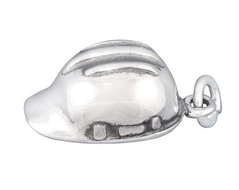 Sterling Silver Construction Worker Safety Helmet Charm for Bracelet, Builder Hard Hat Pendant