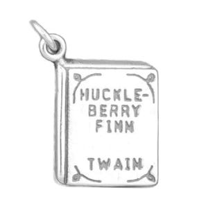 Huckleberry Finn by Mark Twain boekomslag roman bedel, 925 sterlingzilveren literatuurhanger