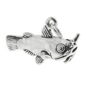 Charm de bagre 3D de plata de ley 925 maciza para pulsera, colgante de pesca para collar