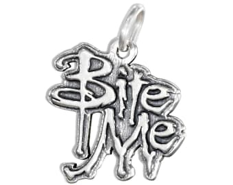 Charm de plata de ley 925 maciza "Bite Me Vampire" para pulsera, colgante de Halloween para collar
