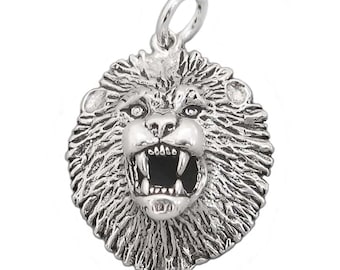 Sterling Silber Löwenkopf Charm, Leo Sternzeichen Anhänger, Astrologie Schmuck USA Made