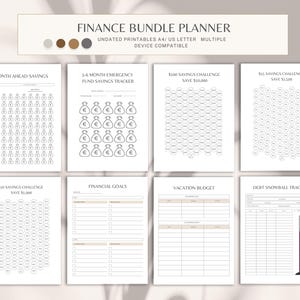 Finance Bundle Planner, Budget and Expense Tracker, Money Management Printables, Savings and Debt Organizer, Financial Goals PDF