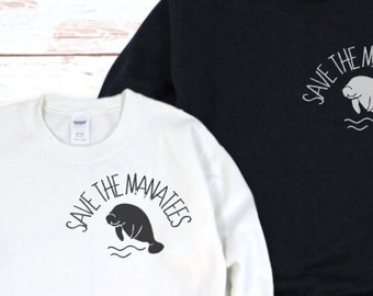 YOUTH Save the Manatees Crew Sweatshirt Pullover Handmade
