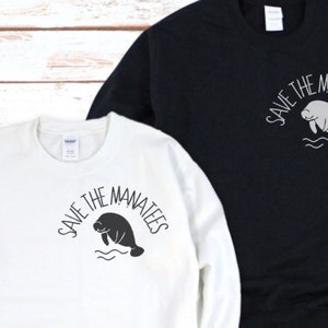 YOUTH Save the Manatees Crew Sweatshirt Pullover Handmade