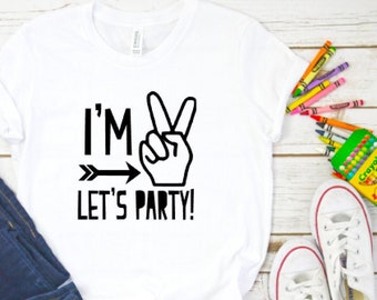 I'm 2 Birthday Peace Sign Tee Shirt Toddler Baby