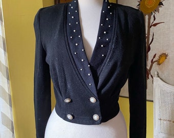 Vintage Cropped 80s jacket Pearl Ladies Small