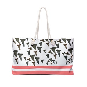 Shark Tooth Weekender Bag Pink Stripe Beach