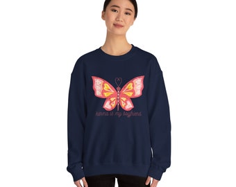 Unisex Karma Butterfly Boyfriend Crewneck Sweatshirt