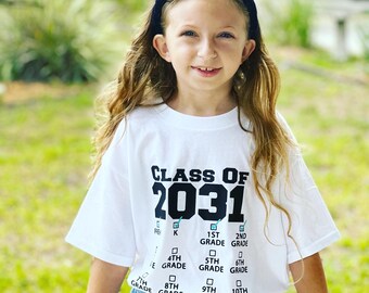 School Year Class of 2022 2023 2024 2025 Grade shirts checkmark end of Year first day Tradtion