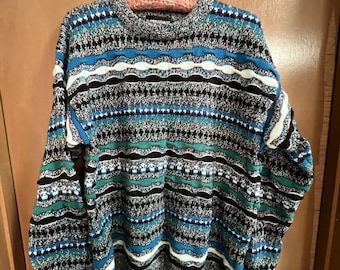 Vintage 90’s Expression Sweater Textured Coogi Grandpa M Made in USA