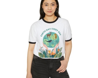 Earth Day Everyday Unisex Cotton Ringer T-Shirt