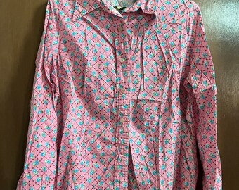 Vintage Pink Floral Mens Button Down Shirt