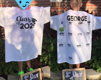 Grow With Me T-shirt: Handprint Keepsake, First Day of School