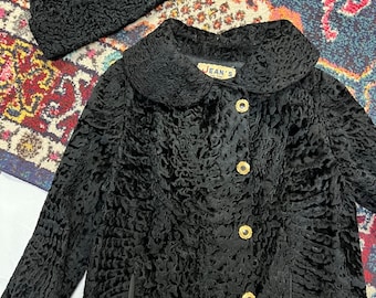 VTG Jean's Fine Furs Curly Lambswool Jacket and Hat