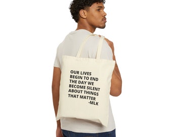 MLK Quote Tee  Unisex Martin Luther King Jr. Black History Month Equality Human Rights Cotton Canvas Tote Bag