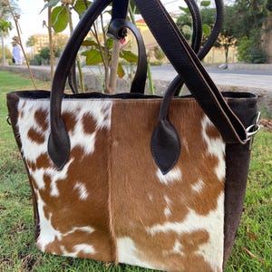 Bolso de piel de vaca: bolso de mano de estilo occidental, bolso de hombro rústico bohemio.