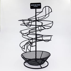 Fresh Egg Spiral Holder with Mesh Storage Basket, Holds Up to 3 Dozen Eggs, K-Cups and Creamers
