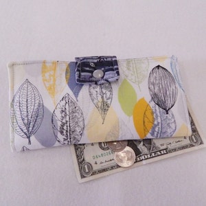 Cartera para mujer, cartera de hojas modernas, cartera de embrague bifold, hecha en EE.UU., cartera vegana