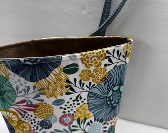 Car Trash Bag, Adjustable Litter Bag, Large Floral, Teal, Blue, Gift Under 25