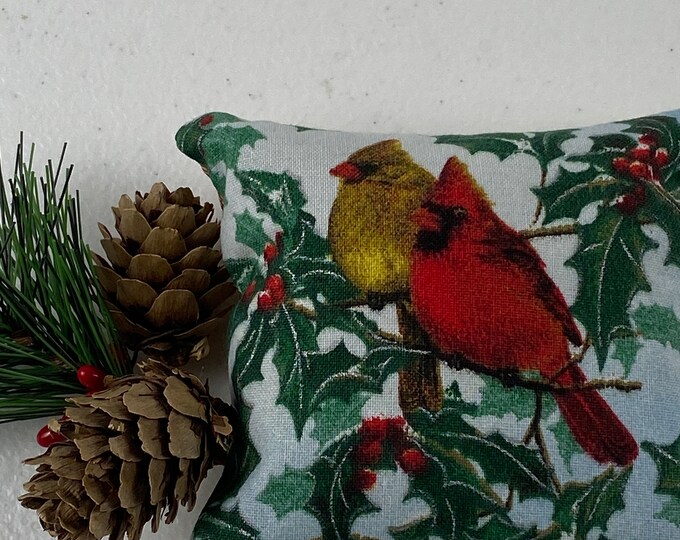 Balsam Pillow, Holiday Cardinals, Balsam Fir Pillow, 4 X 4, Individual