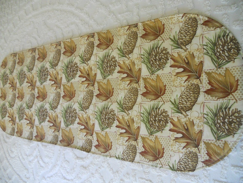 Fall Table Runner, Pine Cones Leaves, Autumn Decor, Woodland Decor, Reversible Runner image 2