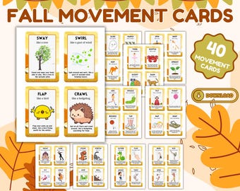 Fall Gross Motor Activity Cards for Kids: Autumn-Themed (Printable PDF)