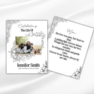 Editable Funeral Prayer Card Template | Printable Memorial Card | Mass Prayer Card | Black and White Design | Instant Download