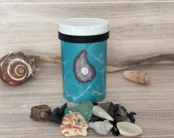 Shark Tooth Holder: Oyster Shell Beach Bottle with Lanyard