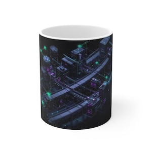 CI/CD Assembly Line Mug - Dark Mode Tech Art | SRE Gift