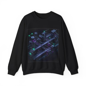 CI/CD Assembly Line Dark Mode Sweatshirt - SRE Terminal Art