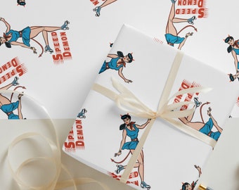 Speed Demon Roller Derby Wrapping paper sheets