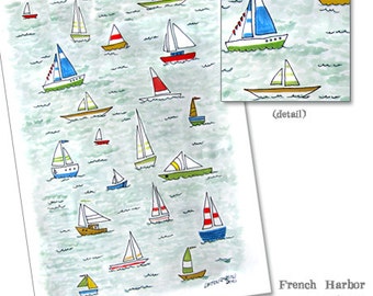 PRINT - French Harbor Sailboats