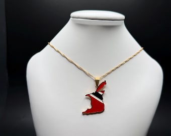 Trinidad Map & Flag Pendant Necklace