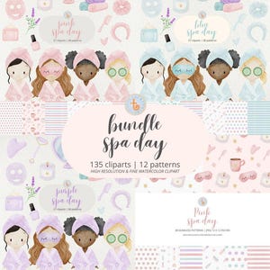 Spa Day Watercolor Clipart Bundle PNG – Spa Party - Spa Girls, Kids Clipart, Pamper Party, Cute Spa Girl, Self Care Elements, Spa Birthday