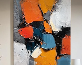 Abstract colorful texture canvas oil painting, modern simple colorful wall painting art, modern living room decoration, contemporary art