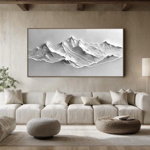 Large Abstract Mountain Oil Painting on Canvas, Original Natural Landscape Art, 3D Mountain Texture Wall Decor for Living Room