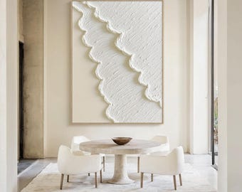 Original Cream Texture Painting on Canvas, Large Abstract Wall Art, Minimalist Wave Art, Wabi Sabi Home Decor, Neutral Living Room Art