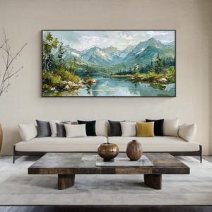 Landschaft Textur Wandkunst, Leinwand Gemälde Berg Kunst, großes Wohnzimmer Ölgemälde Kunst, natürliche Stil Dekoration