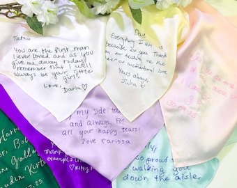 Custom Your Own Handwritten Embroidered Silk Handkerchief: Wedding Keepsake