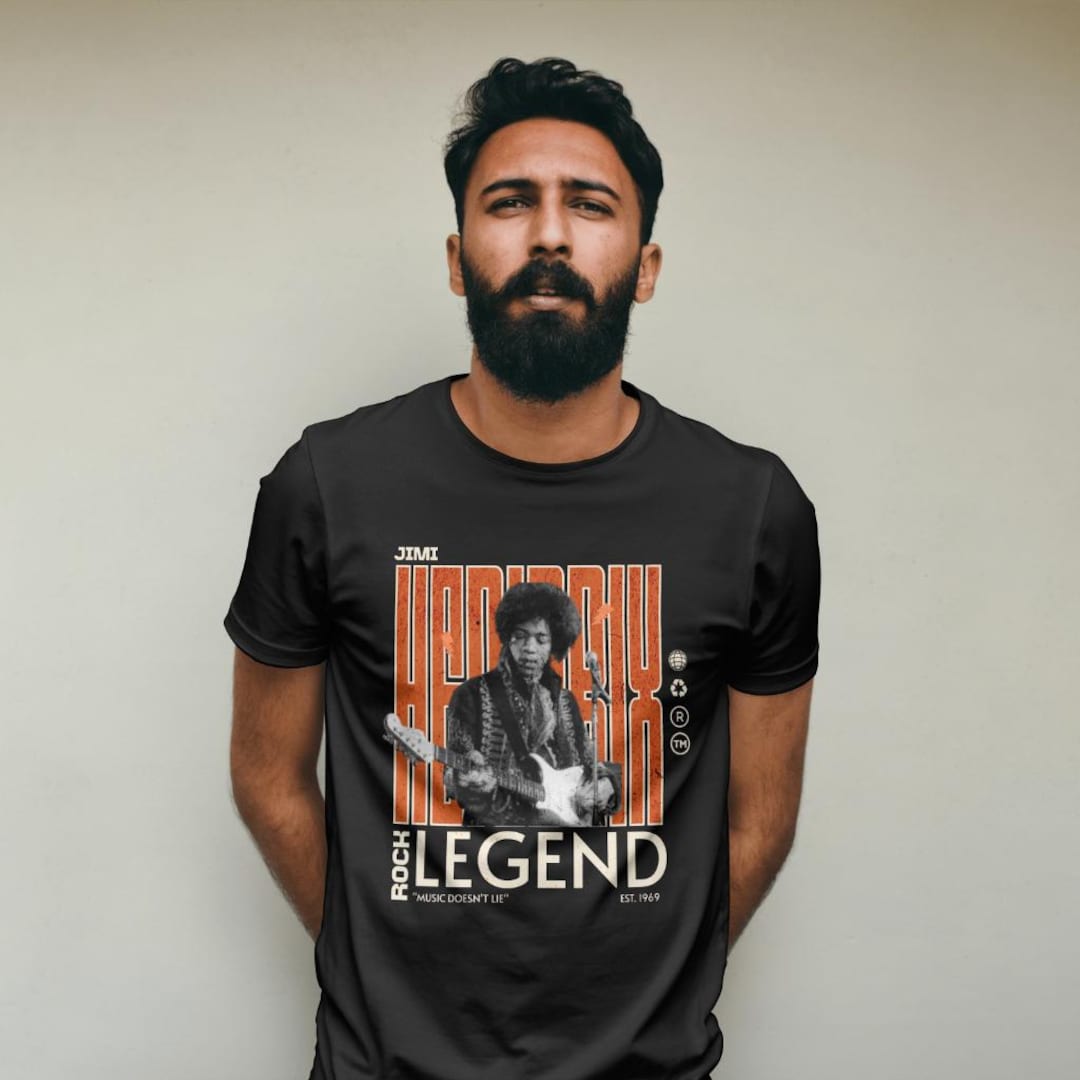 T-Shirt Jimi Hendrix Flower – Nero, Taglia M – Manica Corta