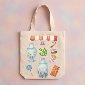 Whimsical Candy Shop PNG: Watercolor Clipart for Commercial Use
