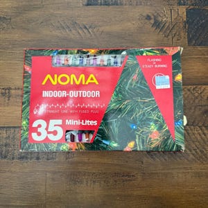 VTG NOMA 35 Mini-Lights Indoor Outdoor Christmas String Lights Flashing Steady