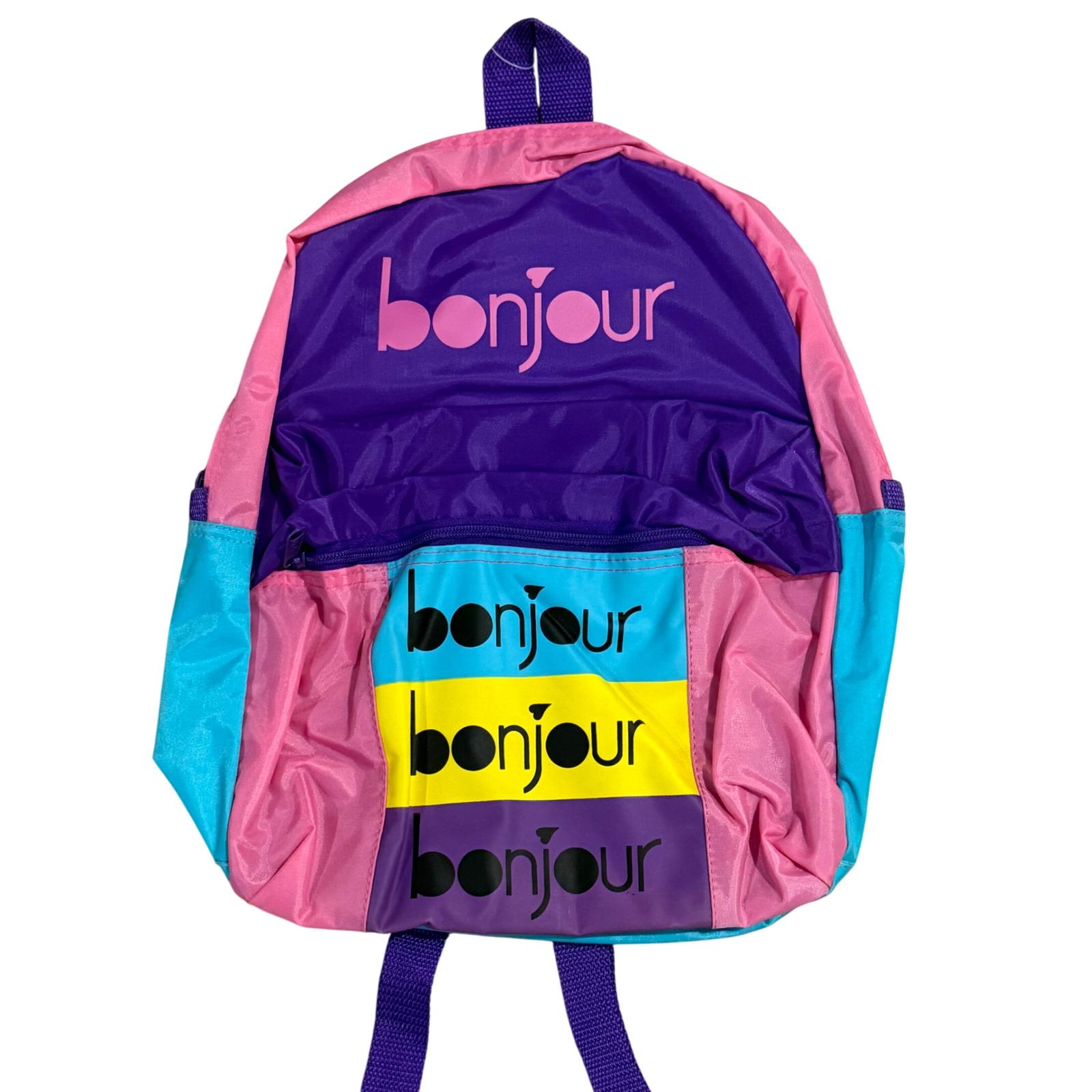 Vintage 80s‎ 90s Colorblock Nylon Backpack Neon Blue Pink Green NWT kidcore Y2K 90s Backpack In Girls main image 3