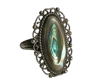 Vintage Abalone Sterling Silver Ring Size 6